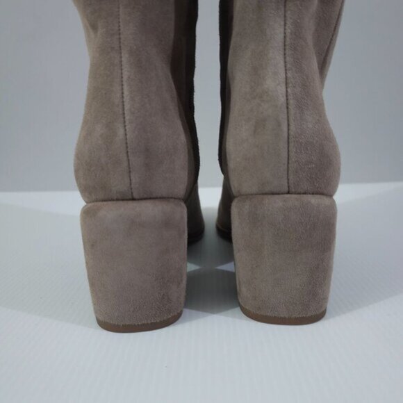 Vince Maggie Knee High Boot Womens 8 Taupe Suede Tall Block Heel Fall Neutral - Picture 8 of 14